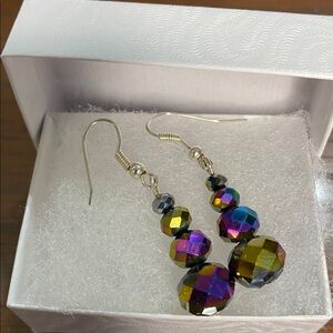5 for $15 Aurora borealis  glass Bead Dangle Earrings